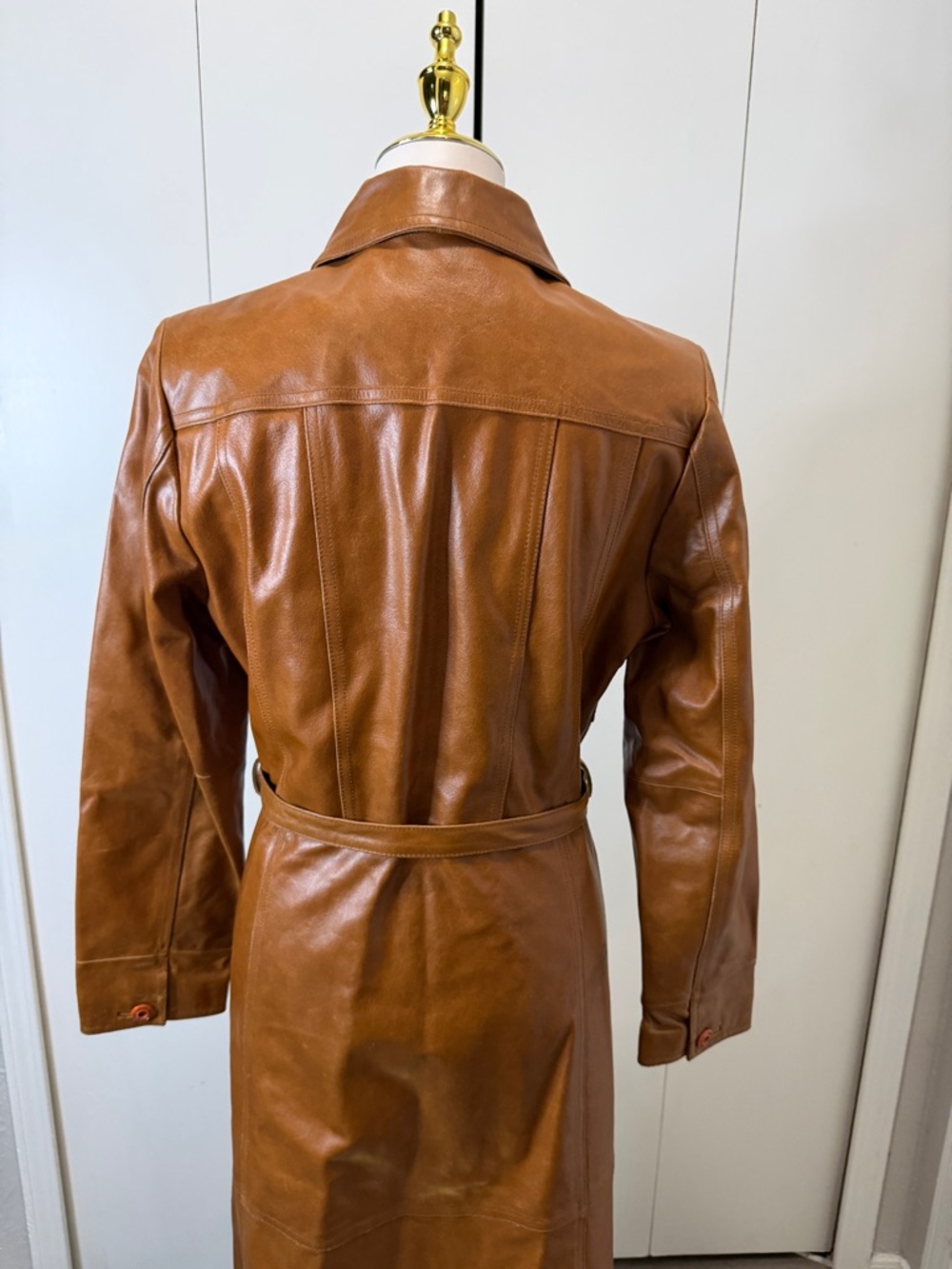 Wilsons Leather Maxima Tan Brown Leather Trench Coat - Picture 7 of 12